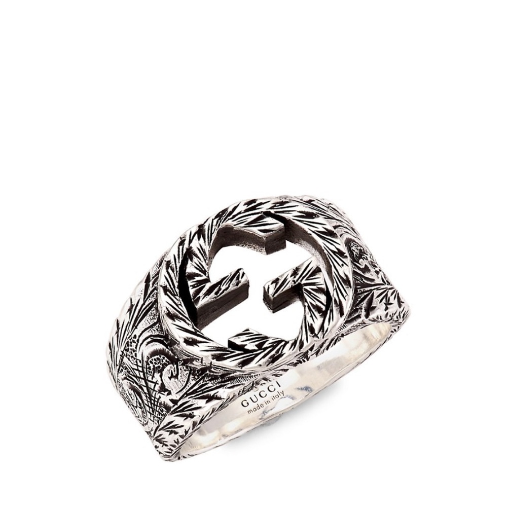 Gucci
Sterling Silver Interlocking G Ring With Paisley Details